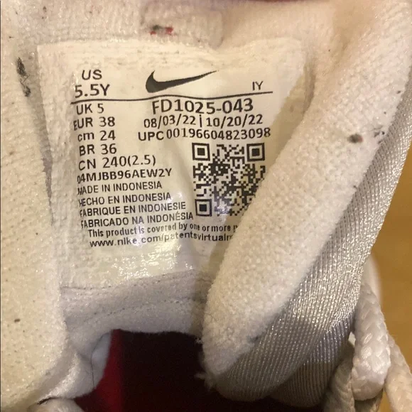 Nike Kids Red and White Sneakers